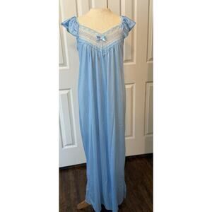 VTG Glencraft Nightgown MED Blue Ballerina Maxi Length Union Made Cottagecore